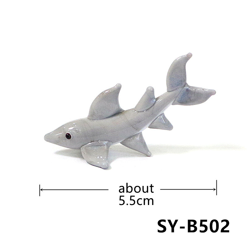 Handmade Mini Glass Shark Figu - Marine Aquarium Orp ulasan dan harga