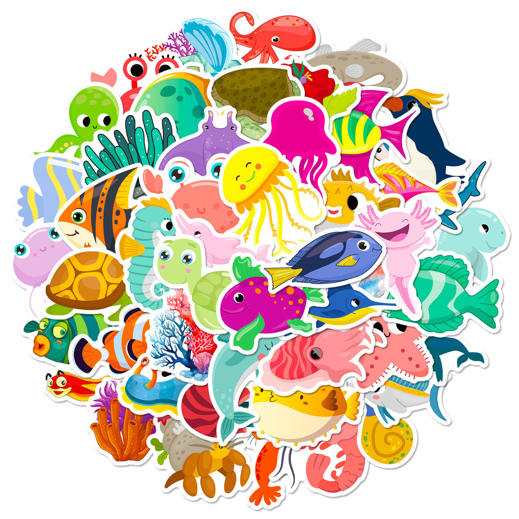 50Pcs Marine Life Stickers Dol - Marine Aquarium & Regional Centre Reviews ulasan dan harga