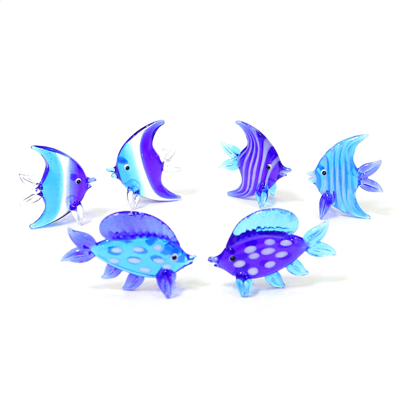 2Pcs Blue Murano Glass Sea Fis - Marine Aquarium Orp ulasan dan harga
