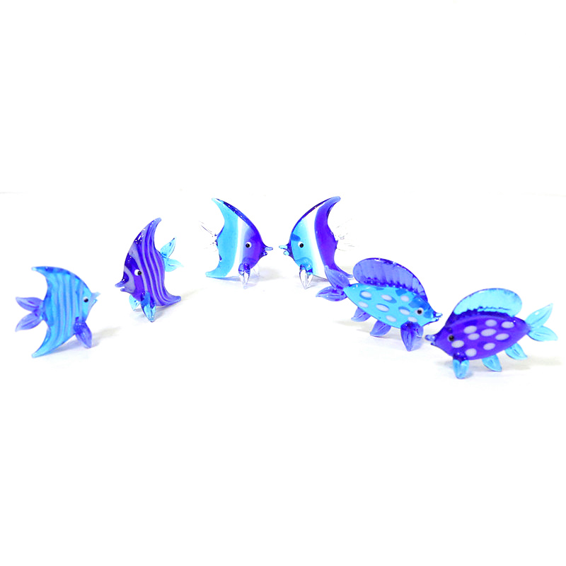 2Pcs Blue Murano Glass Sea Fis - Marine Aquarium Orp ulasan dan harga